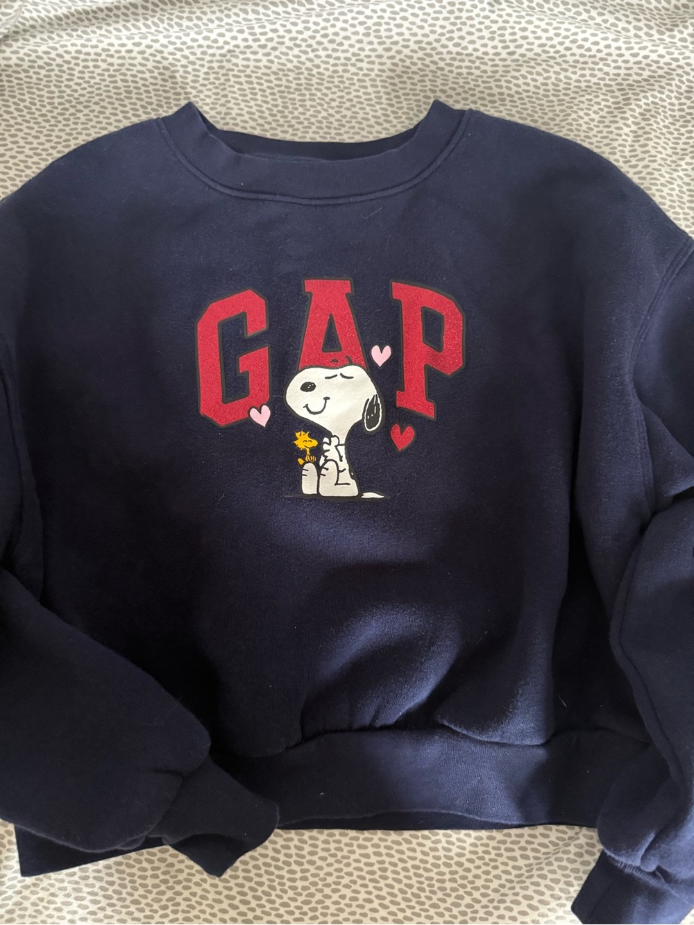 GAP Navy Sweatshirt with Red Logo and Snoopy Graphic